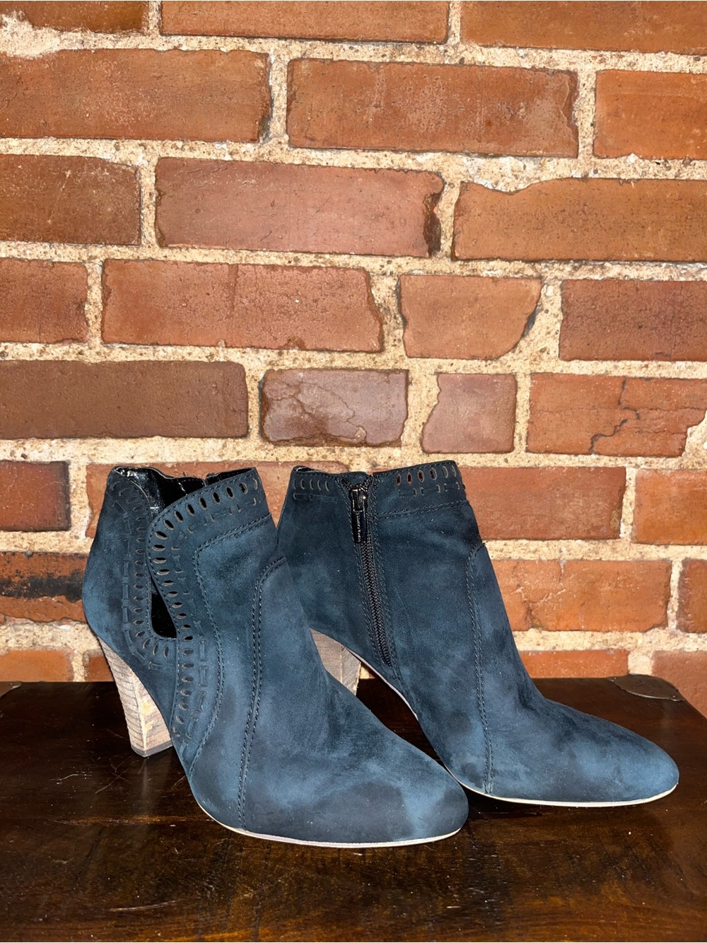 Vince Camuto Black Suede Cutout Ankle Booties